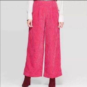 Prologue Pink Corduroy Pleated Ankle Wide Leg Pants Sz 10 NWT